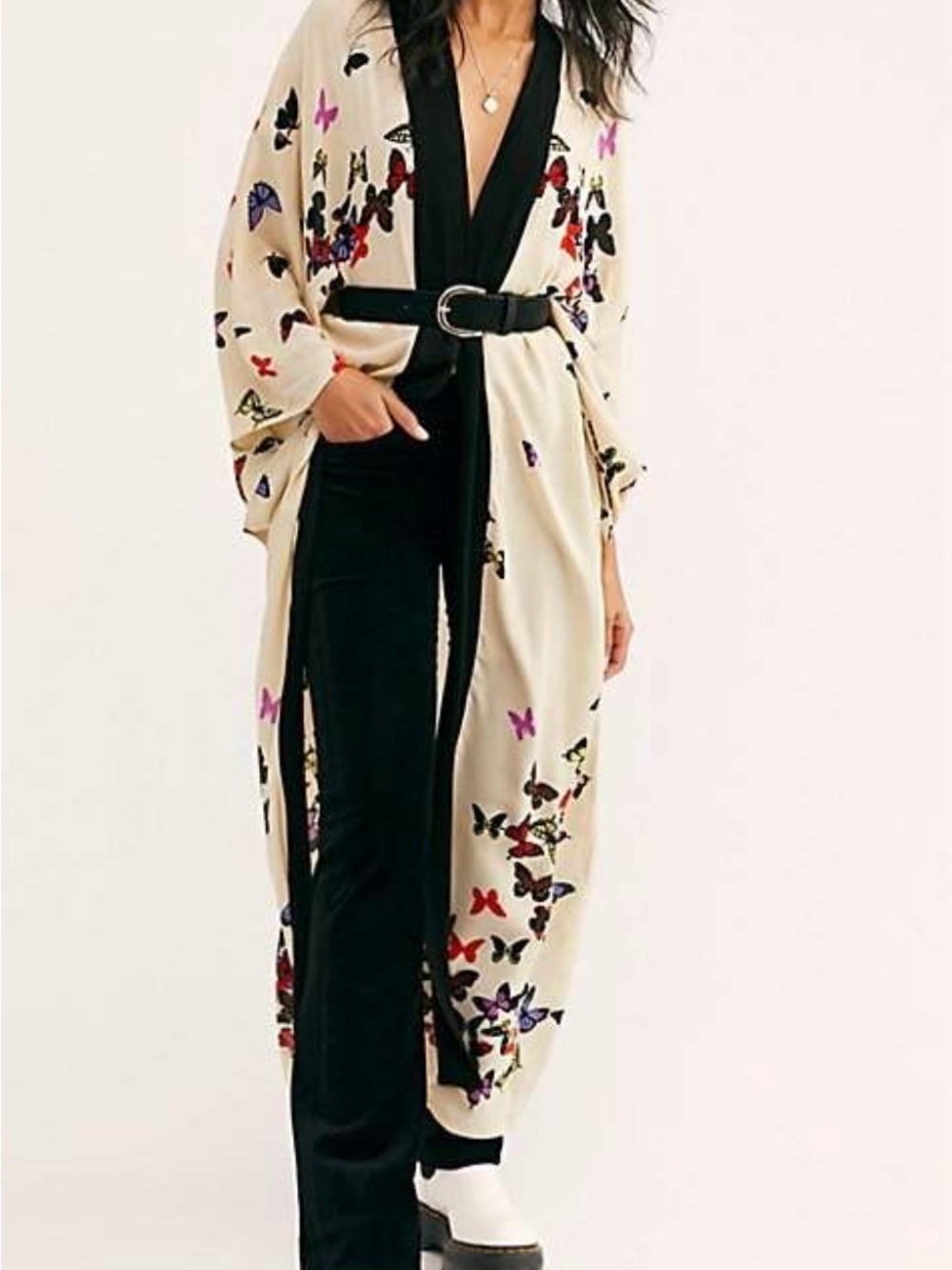 Free People Cream Butterfly Kisses Kimono with Flaws